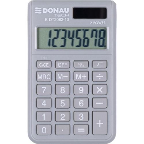 Kalkulačka kapesní Donau - K-DT2082, 8-míst, světle šedá
