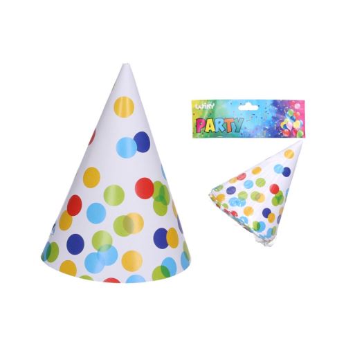 Klobouček  párty TEČKY 15 cm, 6 ks  W039258