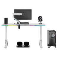 Herní stůl ULTRADESK IRON WHITE  132,5x60,5 cm, 71-81  cm, mechanicky nastavitelná výška,R (3)