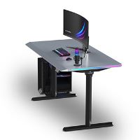 Herní stůl ULTRADESK QUEST- 140x70cm, 72-120cm, černá-šedá (1)