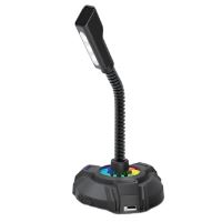 Počítačový mikrofon HP,  DHP-1100C, černý, LED světlo, USB Hub