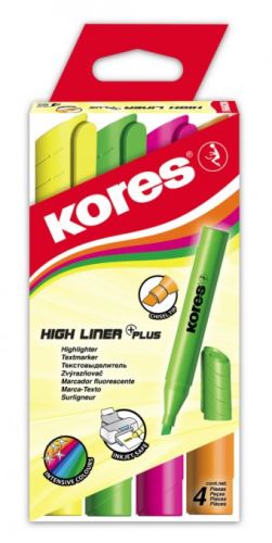 Zvýrazňovač KORES High Liner PLUS, sada 4ks, 0,5-5mm 36040