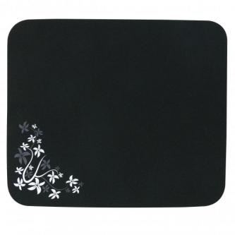 Podložka pod myš, Flower edition, měkký povrch, černá, 24x22cm