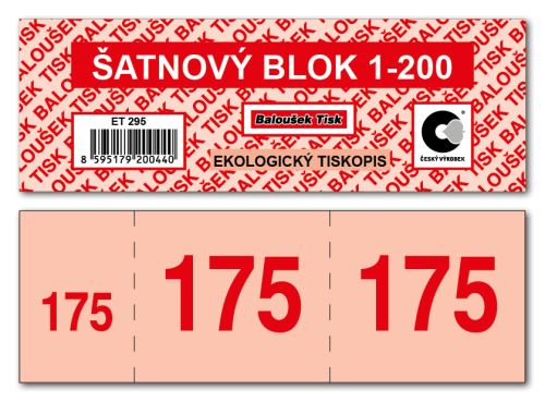 Šatnové bloky 1-200 čísel ekologický ET295
