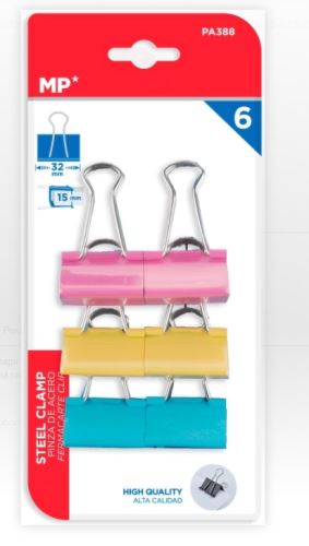 Klip Binder barevný MP 32mm 6ks PA388 blistr