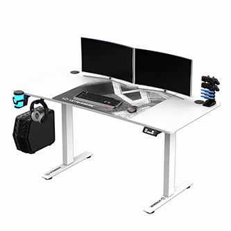 Herní stůl ULTRADESK LEVEL V2 WHITE, 140x68cm, 72-117cm, elektricky nastavitelná výška