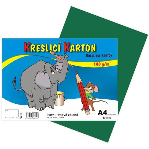 Kreslící karton A4/180g/50 tm.zelená