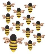 Včela dřevěná s lepíkem 3x4,5x0,3cm,12ks v sáčku 7625