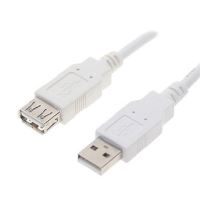 USB prodlužka (2.0), USB A samec - USB A samice, 0.3m, bílá (2)