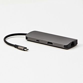 Dokovací stanice USB 3.1 Type-C -šedá, All New, HDMI, RJ45, microSD, USB C (PD), 2x USB3.0