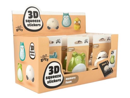 Samolepka 3D mačkací - sova, žába, pandí zadeček   1042849