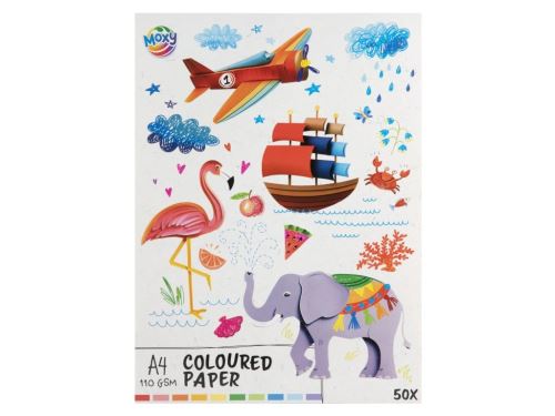 Barevné papíry A4/ 110g,  50 listů