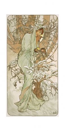 Pohlednice  Alfons Mucha-Winter-pohled dlouhý A-9052
