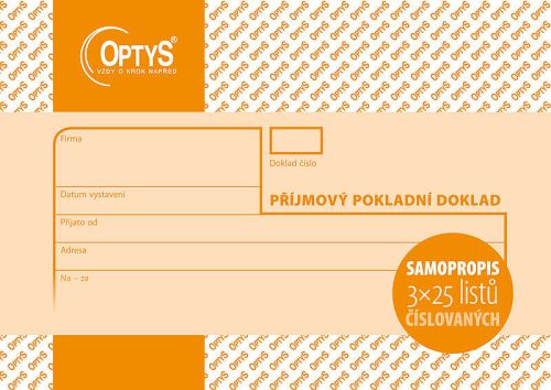 Příjmový doklad A6, samopropisovací, číslovaný, 3 x 25 listů OP10821