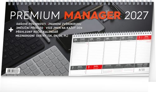 Kalendář stolní - Premium Manager 2027 - 32 x 16 cm   PGS-36888