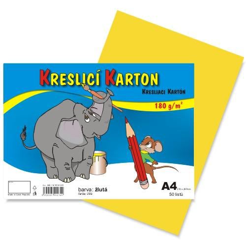 Kreslící karton A4/180g/50 žlutá