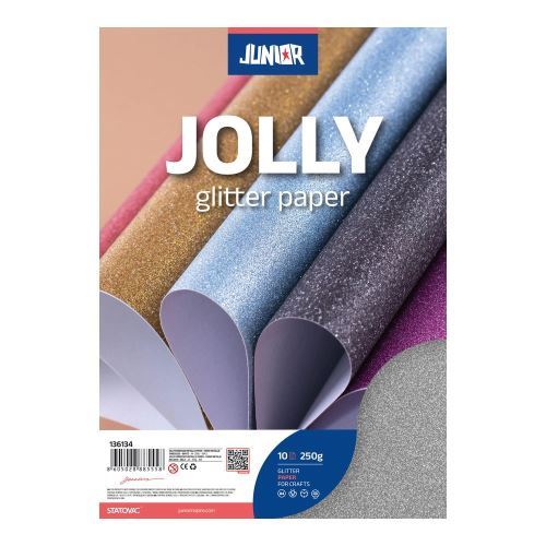 Papír glitrový  A4/ 250g stříbrný 10 ks      136138