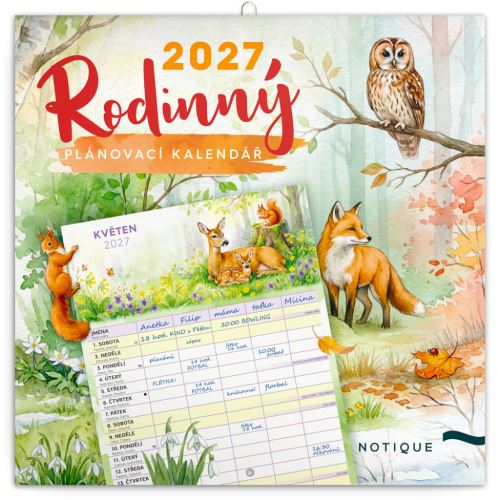 Kalendář rodinný plánovací - Zvířátka 2027 - 30 x 30 cm   PGP-36986