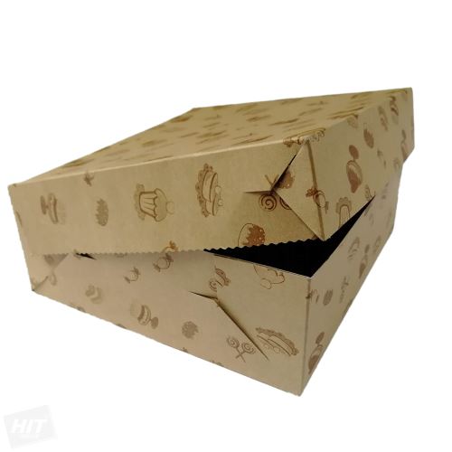 Krabice dortová  KRAFT s motivem 22 x 22 x 9 cm 50ks/bal.  901.42