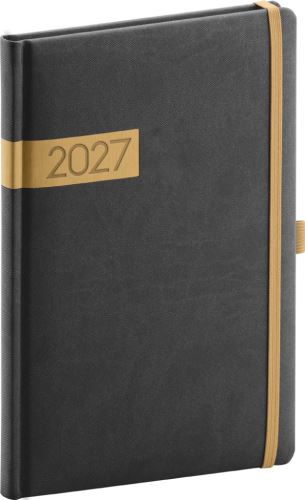 Diář týdenní - Twill 2027 - černo-zlatý - 15 x 21 cm   PGD-TA5TW-7001