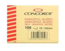 Bloček samolepící CONCORDE, 75x102mm, 100 listů, žlutý A1003