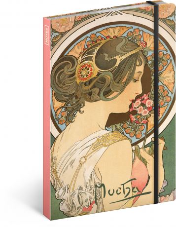 Notes Alfons Mucha - Petrklíč, linkovaný, 13 x 21 cm          A-4364