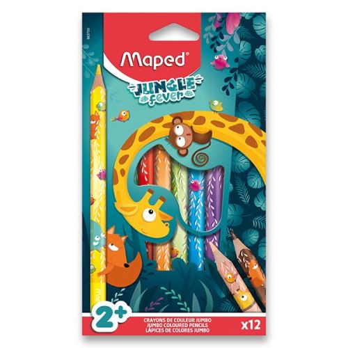 Pastelky Maped Jumbo Jungle Fever - 12 barev, trojhranné