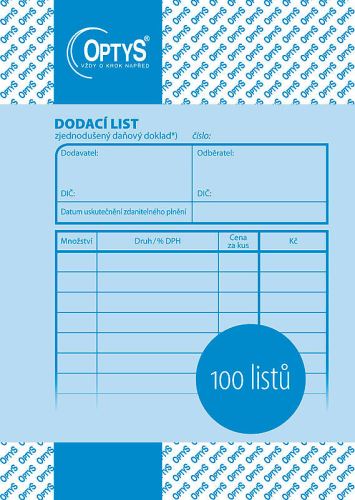 Dodací list A6, 100 listů OP1045