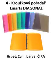 Pořadač 4kroužkový LINARTS Diagonal A5, čirý, PP, 2cm