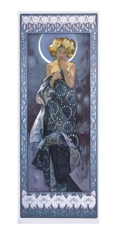 Pohlednice  Alfons Mucha-Luna-dlouhý A-9047