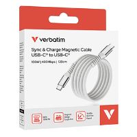 USB kabel Verbatim - USB C samec - USB C samec, 100W, 1.2m, magnetický, šedý, box, 31854 (2)