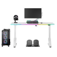 Herní stůl ULTRADESK IRON WHITE  132,5x60,5 cm, 71-81  cm, mechanicky nastavitelná výška,R (1)