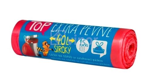 Pytle odpadní HDPE TOP 40L, 15ks/role červený 07034000