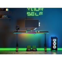 Herní stůl ULTRADESK IRON BLACK 132,5x60,5 cm, 71-81  cm, mechanicky nastavitelná výška,R (10)