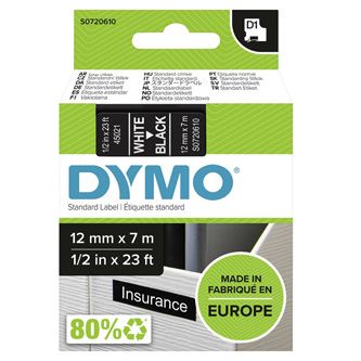 Páska do tiskárny štítků Dymo, 45021, S0720610, bílý tisk/černý podklad,
