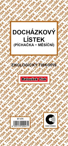 Docházkový lístek - píchačka - měsíční 1/3A4  ET475