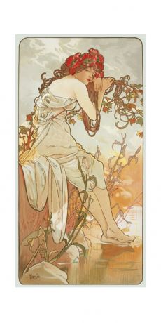 Pohlednice  Alfons Mucha-Summer-pohled dlouhý A-9054