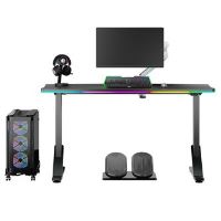 Herní stůl ULTRADESK IRON BLACK 132,5x60,5 cm, 71-81  cm, mechanicky nastavitelná výška,R (18)