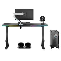 Herní stůl ULTRADESK IRON BLACK 132,5x60,5 cm, 71-81  cm, mechanicky nastavitelná výška,R (3)