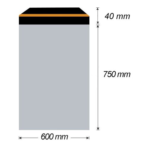 Obálka zasílací plastová 600x750+40mm, 90mic, (50ks) samolepící