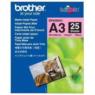 Fotopapír Brother Photo Matt Paper, BP60MA3, matný, bílý, A3, 145 g/m2, 25 ks