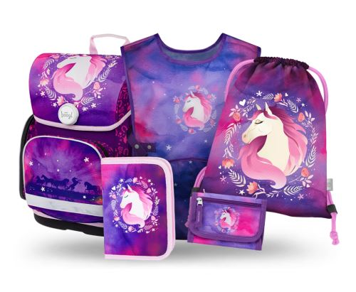 Školní set 5 BAAGL - Ergo Kůň - aktovka, penál, sáček, zástěra, peněženka   A-36512