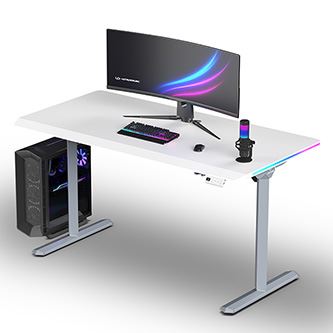 Herní stůl ULTRADESK QUEST - 140x70cm, 72-120cm, šedá-bílá
