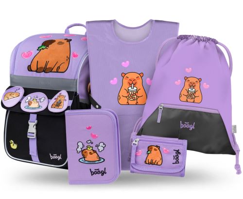 Školní set 5 BAAGL - Zippy Kapybara - aktovka, penál, sáček, zástěra, peněženka   A-35972