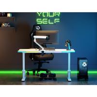 Herní stůl ULTRADESK IRON WHITE  132,5x60,5 cm, 71-81  cm, mechanicky nastavitelná výška,R (12)