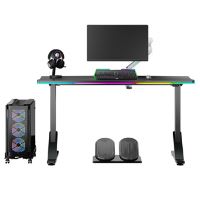 Herní stůl ULTRADESK IRON BLACK 132,5x60,5 cm, 71-81  cm, mechanicky nastavitelná výška,R (1)