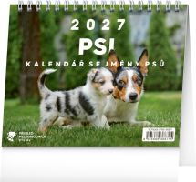 Kalendář stolní - Psi – se jmény psů 2027 - 16,5 x 13 cm   PGS-36871