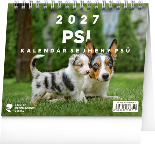 Kalendář stolní - Psi – se jmény psů 2027 - 16,5 x 13 cm   PGS-36871