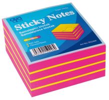 Bloček samolepící AURO, 75x75mm, 400listů, neon růžovo-žlutá