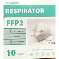 Respirátor, FFP2, bílý, 5-vrstvý, univerzální, 10ks, Dr. Family
